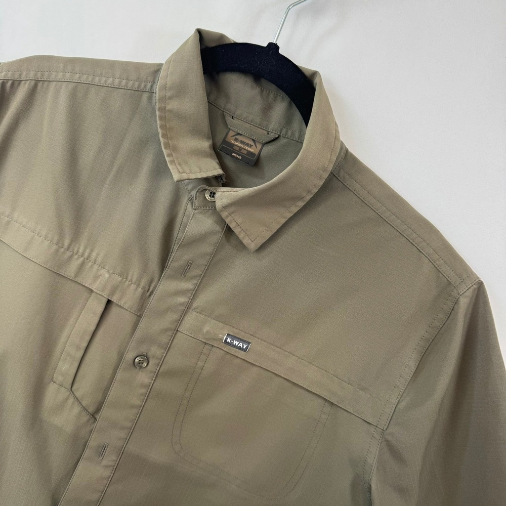 K-Way Technical Design Mens Ripstop Short Sleeve Hiking Shirt Olive Green Size M